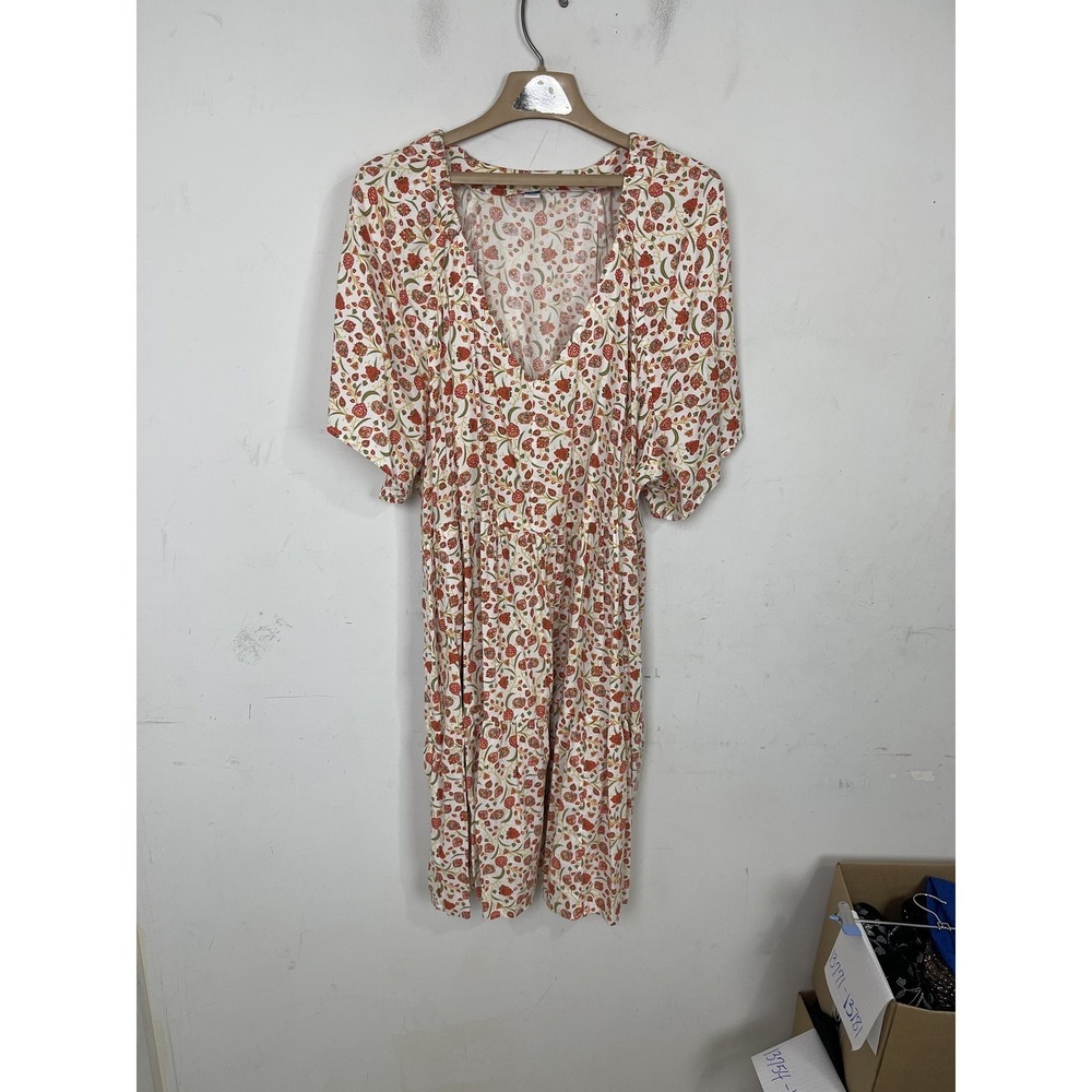 Old Navy Women's Plus 3X Floral Smocked V-Neck Long Sleeve Maxi Dress Pockets